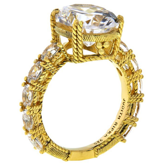 NEW Judith Ripka 14K Clad Silver Diamonique Ring - Picture 2 of 4